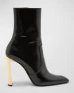 Image 1 of 6: Saint Laurent Auteuil Leather Metal-Heel Booties