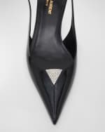 Image 4 of 6: Saint Laurent Cherish Patent Kitten-Heel Slingback Pumps