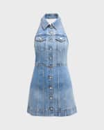 Image 1 of 6: Alice + Olivia Kendall Denim Halter Mini Dress
