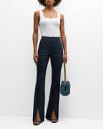 Image 5 of 6: Cinq a Sept Shanis High-Rise Slit-Cuff Denim Bootcut Pants