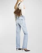 Image 2 of 6: Saint Laurent Le 5 A 7 Small YSL Hobo Bag in Suede and Shearling