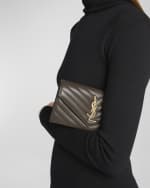 Image 2 of 6: Saint Laurent YSL Monogram Large Envelope Flap Wallet in Smooth Leather