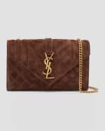 Image 1 of 6: Saint Laurent Envelope Triquilt Small YSL Shoulder Bag in Suede