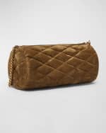 Image 4 of 6: Saint Laurent Sade Small YSL Tube Shoulder Bag in Quilted Suede