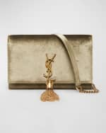 Image 1 of 6: Saint Laurent Kate Medium YSL Wallet on Chain in Velvet