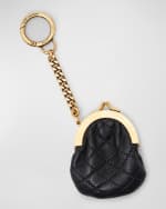 Image 3 of 5: Saint Laurent Mini YSL Coin Keyring Bag in Quilted Leather