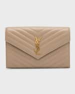 Image 1 of 6: Saint Laurent YSL Monogram Large Wallet on Chain in Smooth Leather