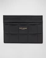 Image 1 of 3: Saint Laurent Card Case in Quilted Smooth Leather