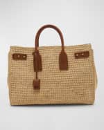 Image 1 of 6: Saint Laurent Sac De Jour Medium Top-Handle Bag in Raffia