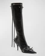 Image 5 of 6: Balenciaga Cagole Lambskin Buckle Zip Knee Boots