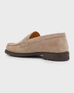 Image 3 of 6: Brunello Cucinelli Men's Hollywood Glamour Suede Moc-Toe Penny Loafers