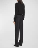 Image 3 of 6: Saint Laurent Pleated Straight-Leg Pinstripe Pants