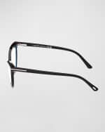 Image 4 of 5: TOM FORD Blue Blocking Acetate & Plastic Cat-Eye Glasses with Clip-On Sun Lenses