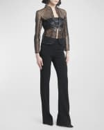 Image 4 of 5: Giorgio Armani Soutache Single-Breasted Leather-Embroidered Jacket