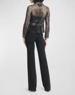 Image 2 of 5: Giorgio Armani Soutache Single-Breasted Leather-Embroidered Jacket