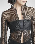 Image 5 of 5: Giorgio Armani Soutache Single-Breasted Leather-Embroidered Jacket