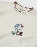 Image 3 of 3: Golden Goose Girl's Cropped Embroidered Floral Sweatshirt, Size 12