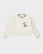 Image 1 of 3: Golden Goose Girl's Cropped Embroidered Floral Sweatshirt, Size 12