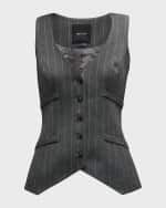 Image 2 of 5: Smythe Wool Pinstriped Deep V-Neck Waistcoat
