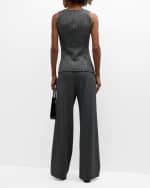 Image 3 of 5: Smythe Wool Pinstriped Deep V-Neck Waistcoat