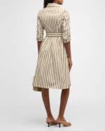 Image 4 of 6: Akris punto Kodak Stripe Belted Cotton Poplin Shirtdress