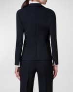 Image 3 of 5: Akris punto Double-Breasted Illusion Pebble Crepe Sable Blazer Jacket