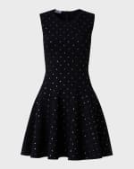 Image 1 of 5: Akris punto Polka Dot Stud-Embellished Flared Mini Dress