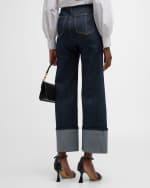 Image 5 of 6: Cinq a Sept Benji Cuffed Ankle Topstitched Denim Pants