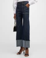 Image 3 of 6: Cinq a Sept Benji Cuffed Ankle Topstitched Denim Pants