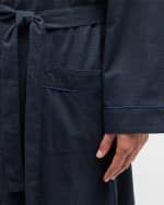 Image 5 of 5: Neiman Marcus Men's Cotton-Cashmere Brushed Flannel Plaid Robe