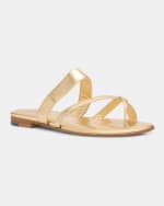 Image 5 of 6: Manolo Blahnik Susa Metallic Crisscross Flat Sandals