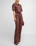 Image 4 of 5: Veronica Beard Crosbie Wide-Leg Coated Jeans