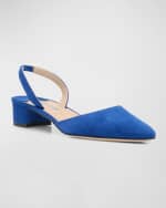 Image 5 of 6: Manolo Blahnik Aspro Suede Slingback Ballerina Pumps