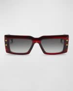 Image 2 of 5: Balmain Gradient Chain Acetate Rectangle Sunglasses