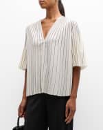 Image 1 of 6: Joseph Pellipar Printed Pleats Blouse
