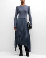 Image 1 of 6: Joseph Deron Pleated Asymmetric Wool Dress