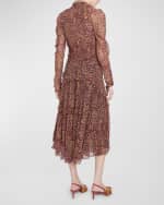 Image 3 of 6: Ulla Johnson Idalia Neck-Tie Silk Chiffon Midi Dress