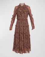 Image 1 of 6: Ulla Johnson Idalia Neck-Tie Silk Chiffon Midi Dress