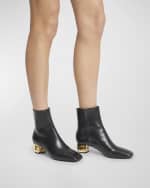 Image 2 of 6: Givenchy Leather G Cube-Heel Ankle Boots