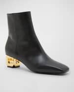 Image 5 of 6: Givenchy Leather G Cube-Heel Ankle Boots