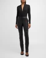 Image 5 of 6: Versace Mid-Rise Stretch Nappa Leather Straight-Leg Pants