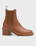 Image 1 of 6: Chloe Mallo Leather Ankle Chelsea Boots