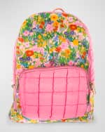 Image 1 of 2: Bari Lynn Kid's Floral Contrast Puffer Backpack