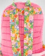 Image 2 of 2: Bari Lynn Kid's Floral Contrast Puffer Backpack