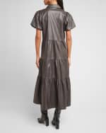 Image 3 of 6: Brochu Walker Havana Tiered Vegan Leather Midi Dress