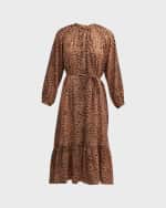 Image 2 of 6: Brochu Walker Sarai Animal-Print Flounce Midi Dress