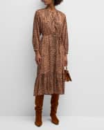 Image 5 of 6: Brochu Walker Sarai Animal-Print Flounce Midi Dress