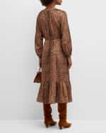 Image 4 of 6: Brochu Walker Sarai Animal-Print Flounce Midi Dress