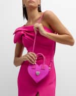 Image 2 of 4: MACH & MACH Crystalized Heart Satin Top-Handle Bag