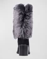 Image 2 of 5: Aquatalia Jolie Suede Shearling Mid Boots